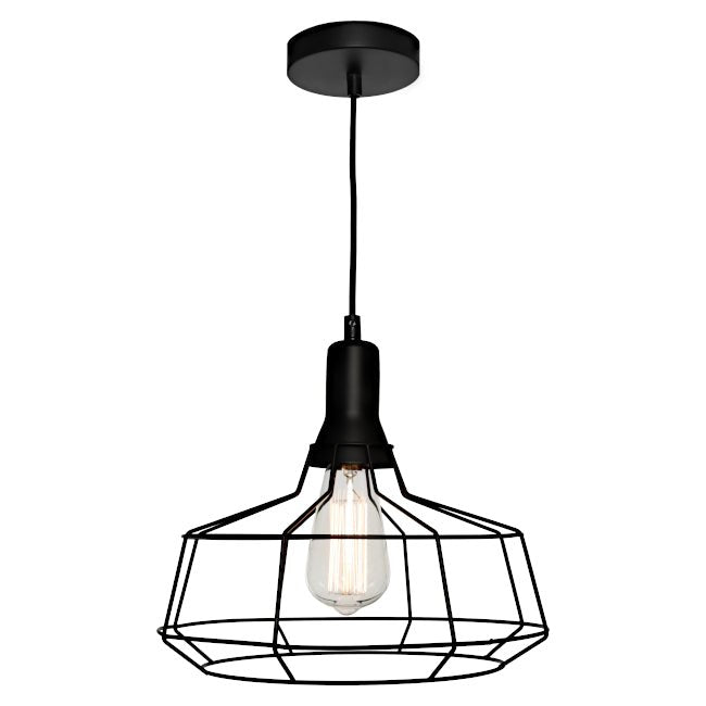 Cougar Cage 1 Light Pendant Large Black - CAGE1PLGE - Mases LightingCougar Lighting