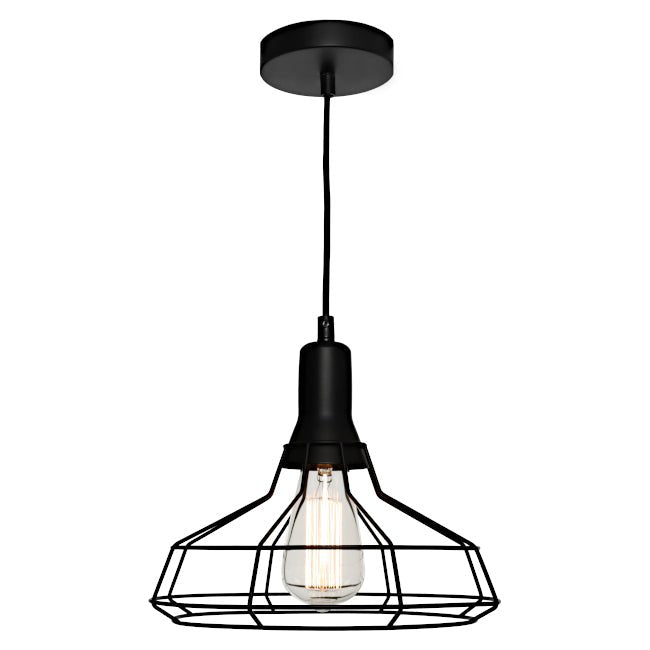 Cougar Cage 1 Light Pendant Medium Black - CAGE1PMED - Mases LightingCougar Lighting