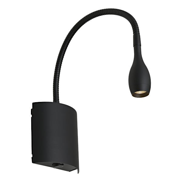 Cougar Lund 3W LED Switched Flexible Wall Light Black / Warm White - LUND1WLEDBLK - Mases LightingCougar Lighting