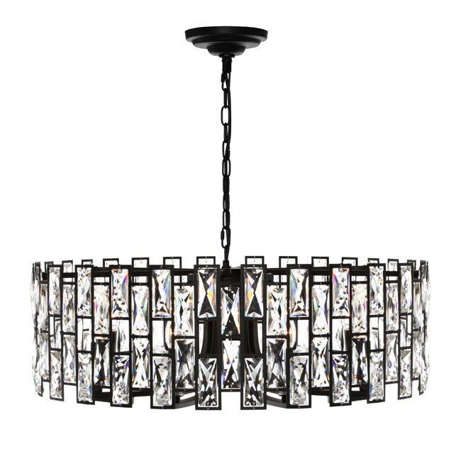 Cougar Porsha 8 Light Pendant Black / Crystal - PORS8P - Mases LightingCougar Lighting