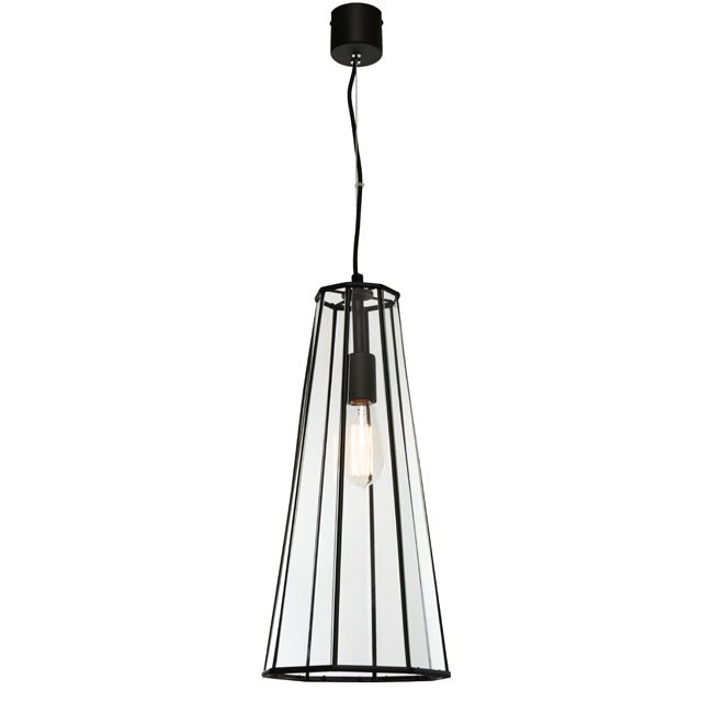 Cougar Zara 1 Light Pendant Black / Clear - ZARA1PBLK - Mases LightingCougar Lighting