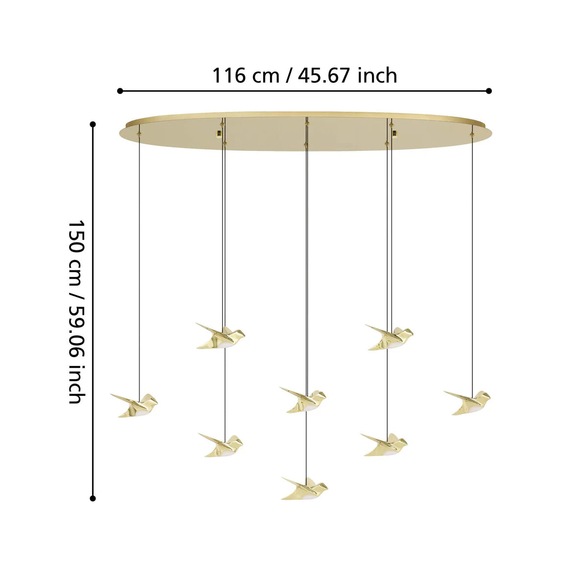 Eglo Paratebueno 8 Light Oval LED Pendant Brass 390397