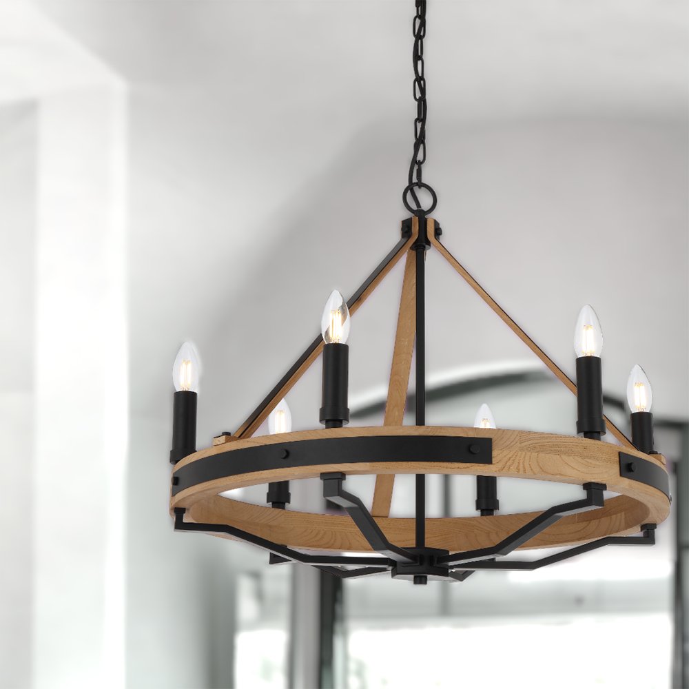 Darien 6 Light Pendant Matt Black - DARIEN PE6 - ASH - Mases LightingTelbix