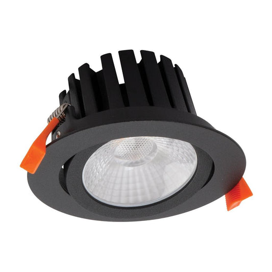 Domus Aqua-13 13W Tri-Colour Led Dimmable Deep Face Tiltable Wet Area Downlight - Black/White - Mases LightingDomus