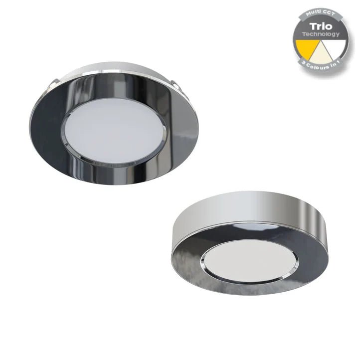 Domus ASTRA-TRIO - 3.6W 12V Tri-Colour Switchable Recessed/Surface Mounted LED Cabinet Light - DRIVER REQUIRED