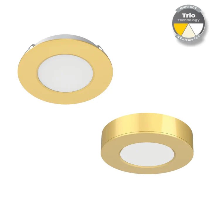 Domus ASTRA-TRIO - 3.6W 12V Tri-Colour Switchable Recessed/Surface Mounted LED Cabinet Light - DRIVER REQUIRED