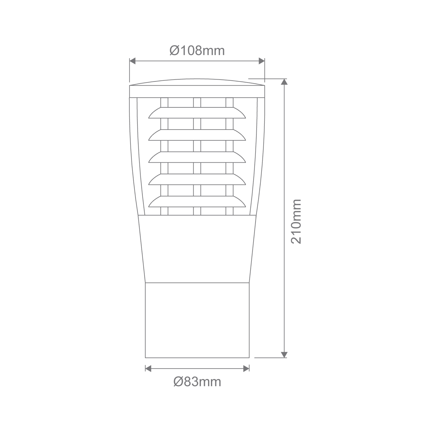 Domus BL-300 Conical Louvred Bollard Head - Beige, Black, Silver, Green or White - Mases LightingDomus Lighting