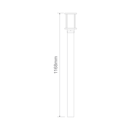 Domus BL-400 1M Kit - Cylinder Bollard Head & 1m Post Black - Clear or Frosted Glass - Mases LightingDomus Lighting