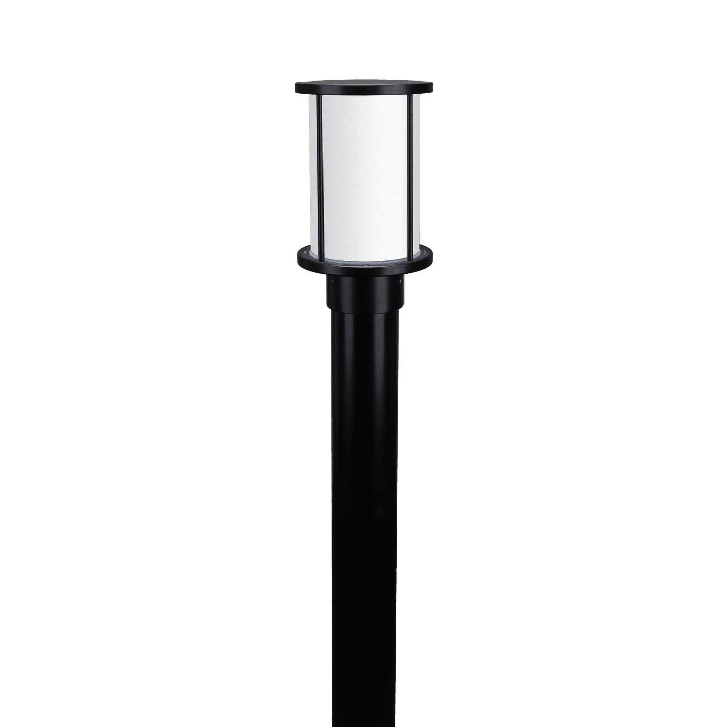 Domus BL-400 1M Kit - Cylinder Bollard Head & 1m Post Black - Clear or Frosted Glass - Mases LightingDomus Lighting