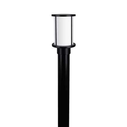 Domus BL-400 1M Kit - Cylinder Bollard Head & 1m Post Black - Clear or Frosted Glass - Mases LightingDomus Lighting