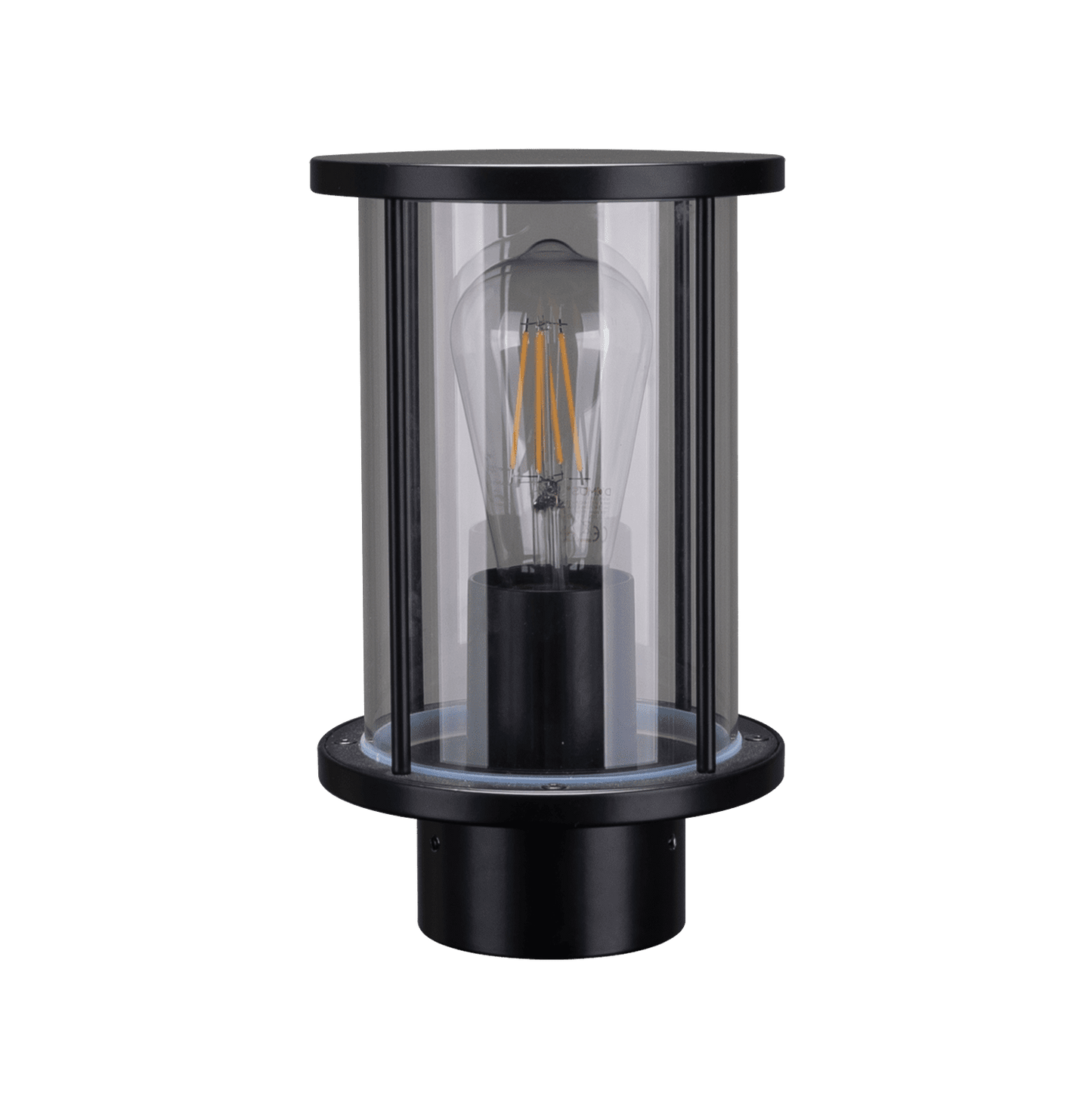Domus BL-400 Cylinder Bollard Head Black - Clear or Frosted Glass - Mases LightingDomus Lighting