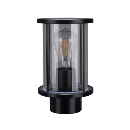 Domus BL-400 Cylinder Bollard Head Black - Clear or Frosted Glass - Mases LightingDomus Lighting