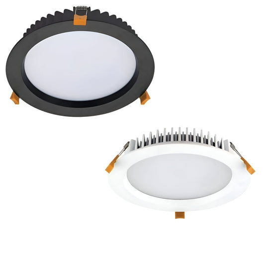 Domus DECO-28 TRIO/DALI Round 28W Dimmable LED Tricolour IP44 Downlight - Black/White - Mases LightingDomus