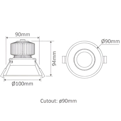 Domus DEEP-13 TRIO/DALI Round Deepset 13W Recessed Dimmable LED IP40 Downlight - Black/White - Mases LightingDomus