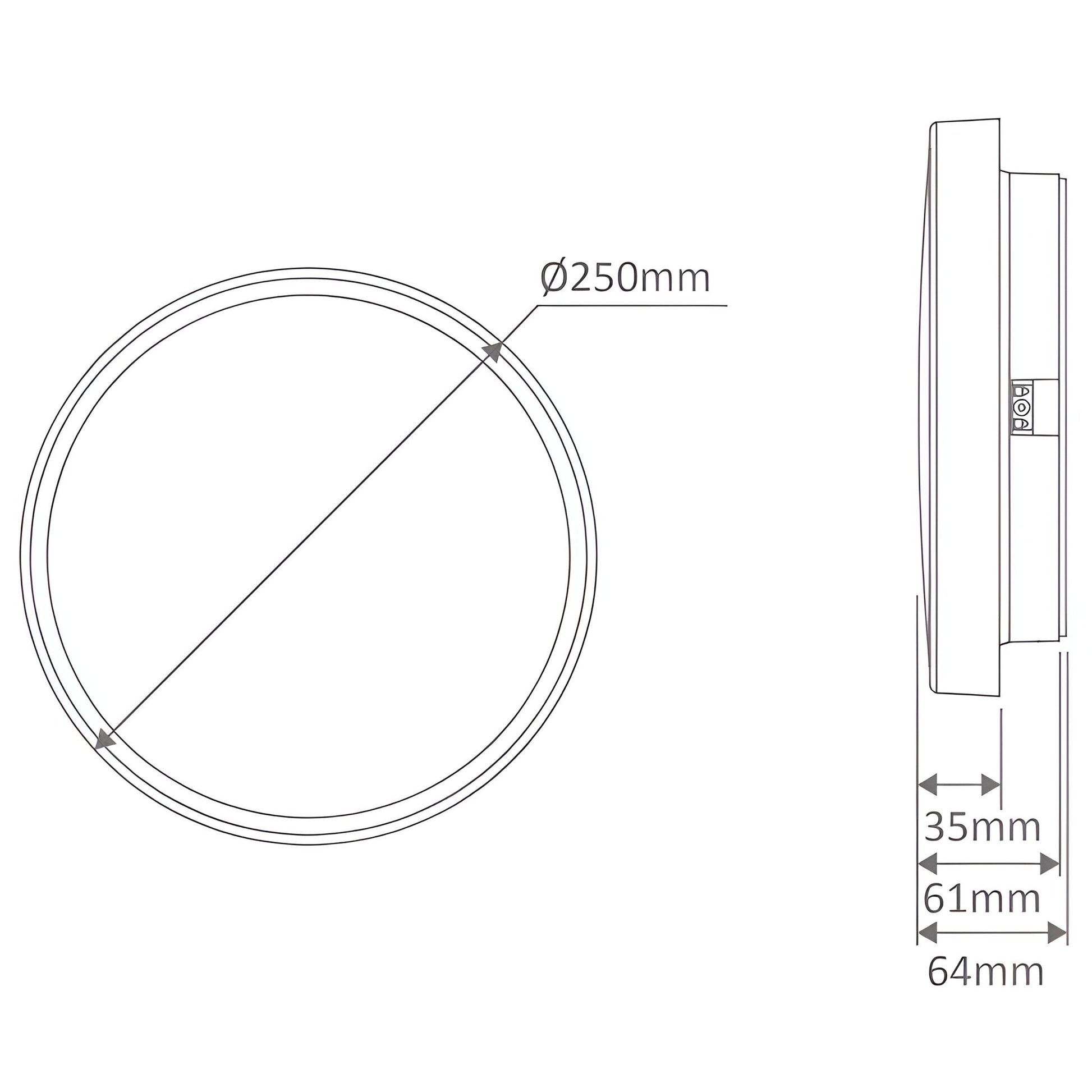 Domus EASY - 10W/18W/25W LED Tri-Colour Dimmable Round 250/300/400mm IP54 Ceiling Light - Mases LightingDomus