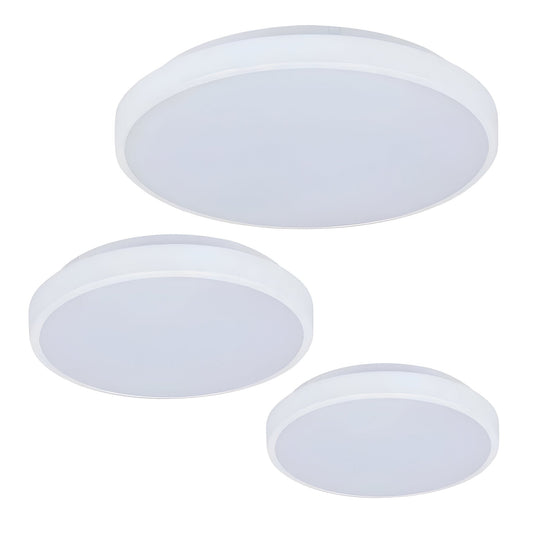 Domus EASY - 10W/18W/25W LED Tri-Colour Dimmable Round 250/300/400mm IP54 Ceiling Light - Mases LightingDomus