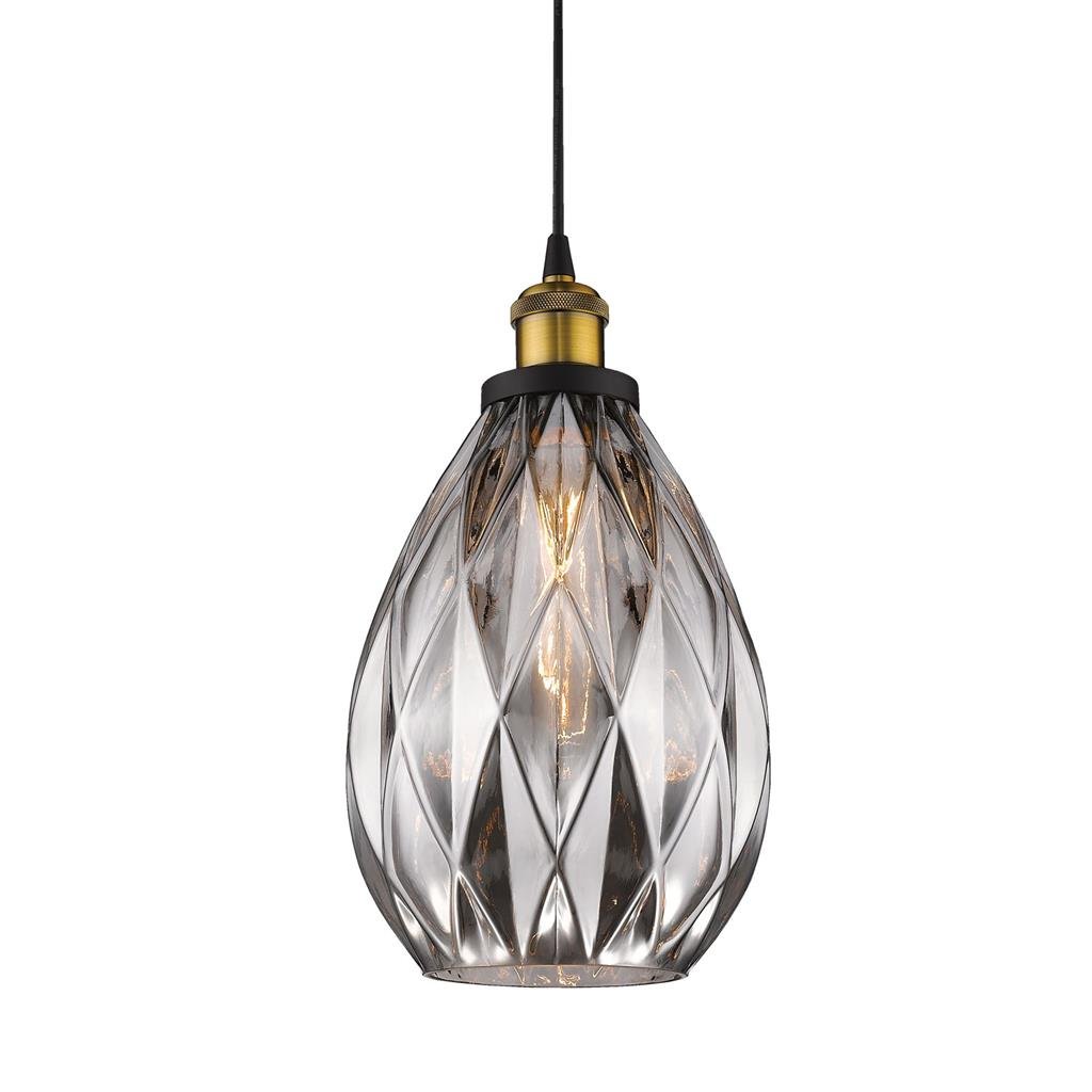 Domus EVELYN 240v E27 1 Crystal Glass Pendant Light - Amber/Clear/Grey - Mases LightingDomus