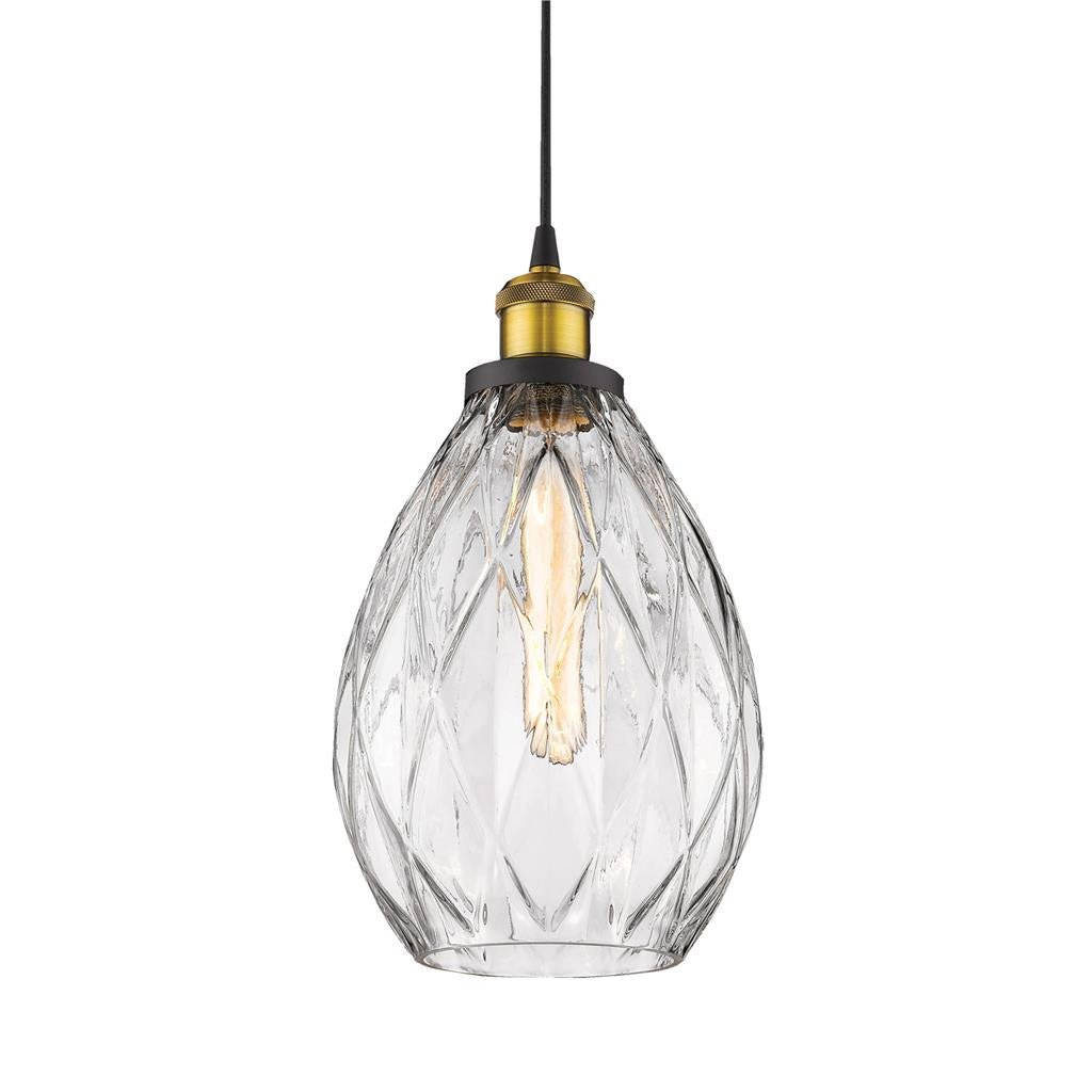 Domus EVELYN 240v E27 1 Crystal Glass Pendant Light - Amber/Clear/Grey