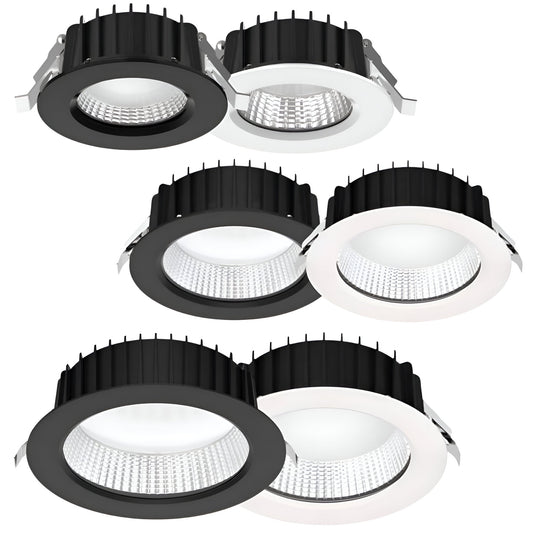 Domus NEO-PRO Round TRIO/DALI 13W, 25W, 35W Recessed Dimmable LED Tricolour IP65 Downlight - Black/White - Mases LightingDomus