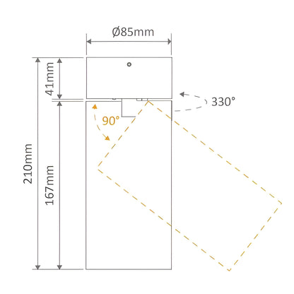 Domus PISTOL Round 15W, 25W Surface Mount Adjustable LED dimmable IP20 Downlight- Black/White - Mases LightingDomus