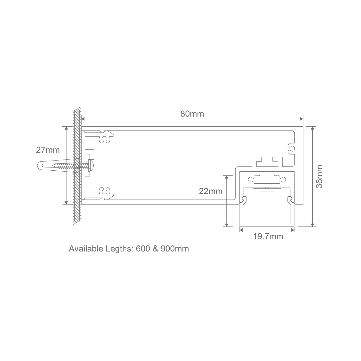 Domus Shadowline 600 LED Vanity Wall Light - Aluminium, Black or White - Mases LightingDomus Lighting