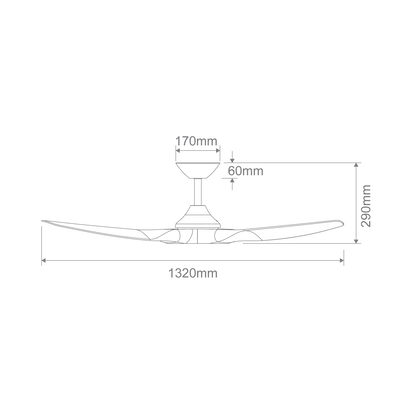 Domus Strike 52 Inch Dc 3 Blade Ceiling Fan in Black or White - Mases LightingDomus