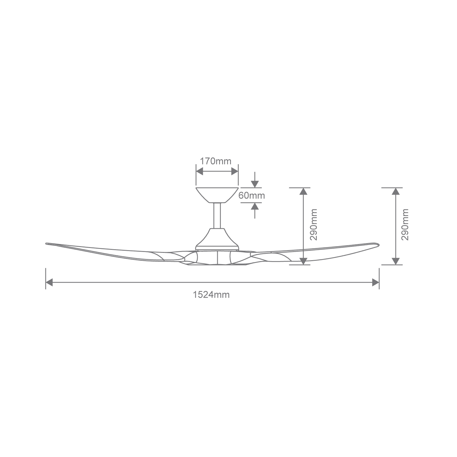 Domus Strike 60" DC Ceiling Fan with Remote | White, White Oak, Black or Black Walnut