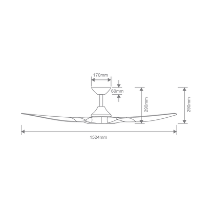 Domus Strike 60" DC Ceiling Fan with Remote | White, White Oak, Black or Black Walnut - Mases LightingDomus