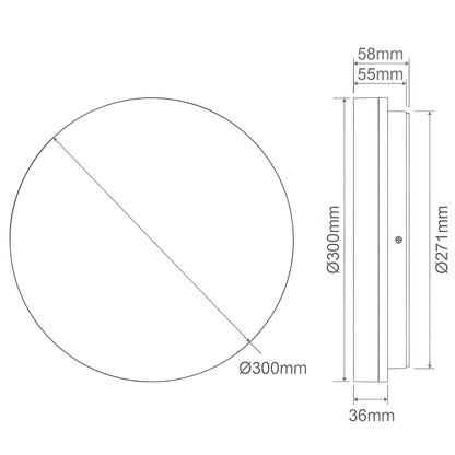 Domus SUNSET 250/300/400mm Roud - 15W/25W/35W LED Tricolour Dimmable IP54 Oyster Light - White - Mases LightingDomus