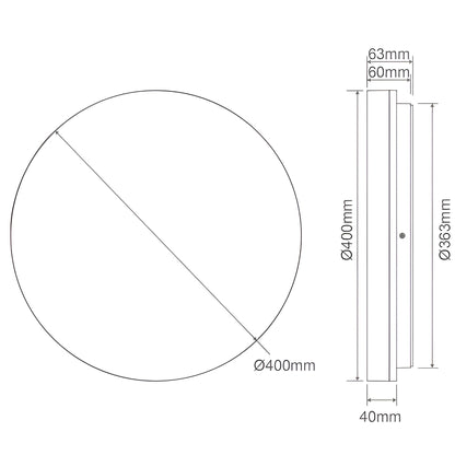 Domus SUNSET 250/300/400mm Roud - 15W/25W/35W LED Tricolour Dimmable IP54 Oyster Light - White - Mases LightingDomus
