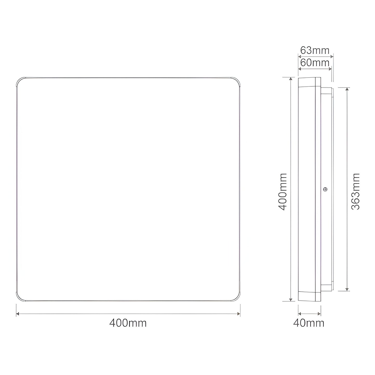 Domus SUNSET 250/300/400mm Square - 15W/25W/35W LED Tricolour Dimmable IP54 Oyster Light - White - Mases LightingDomus