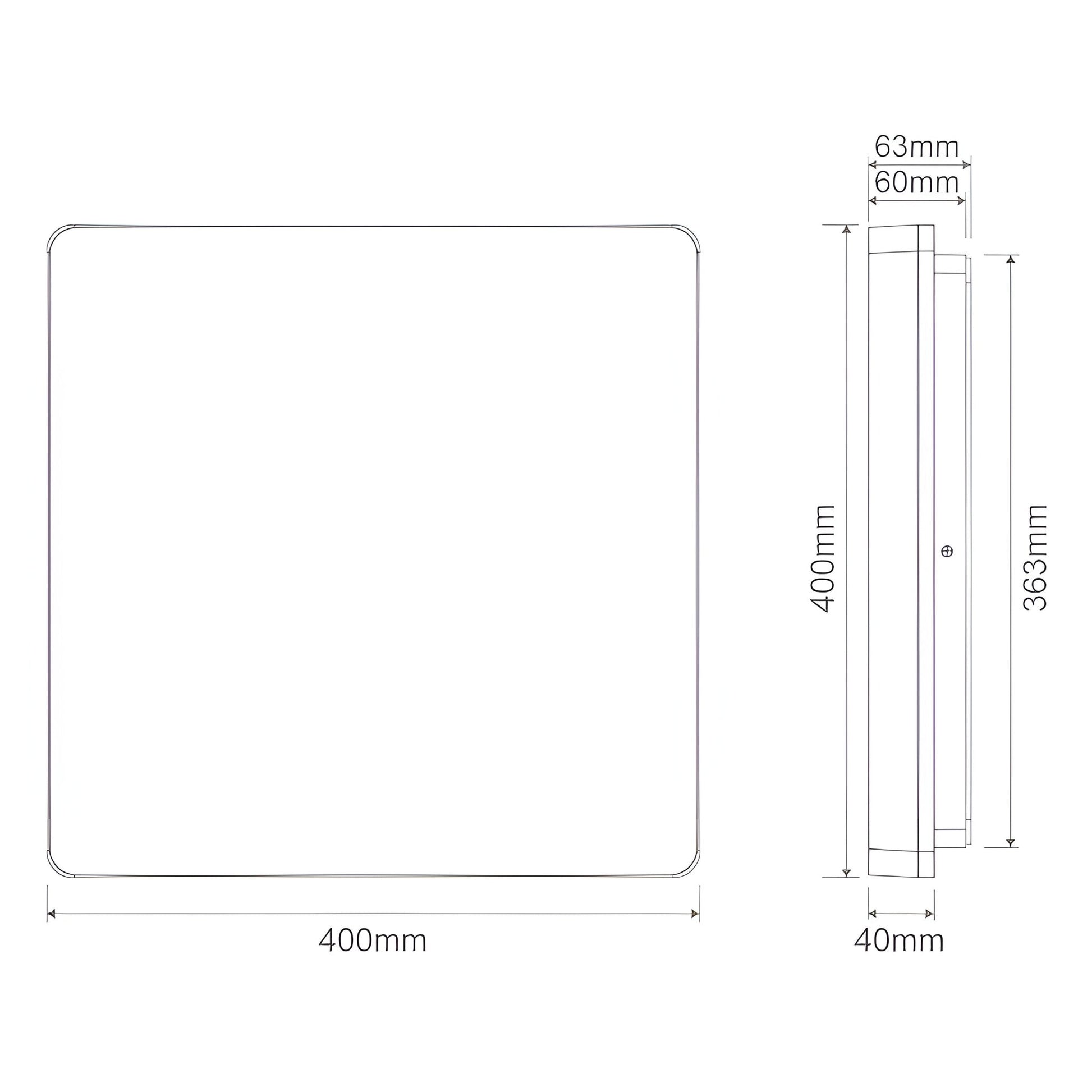 Domus SUNSET 250/300/400mm Square - 15W/25W/35W LED Tricolour Dimmable IP54 Oyster Light - White - Mases LightingDomus