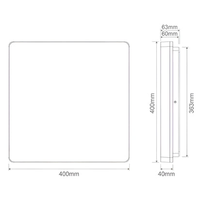 Domus SUNSET 250/300/400mm Square - 15W/25W/35W LED Tricolour Dimmable IP54 Oyster Light - White - Mases LightingDomus
