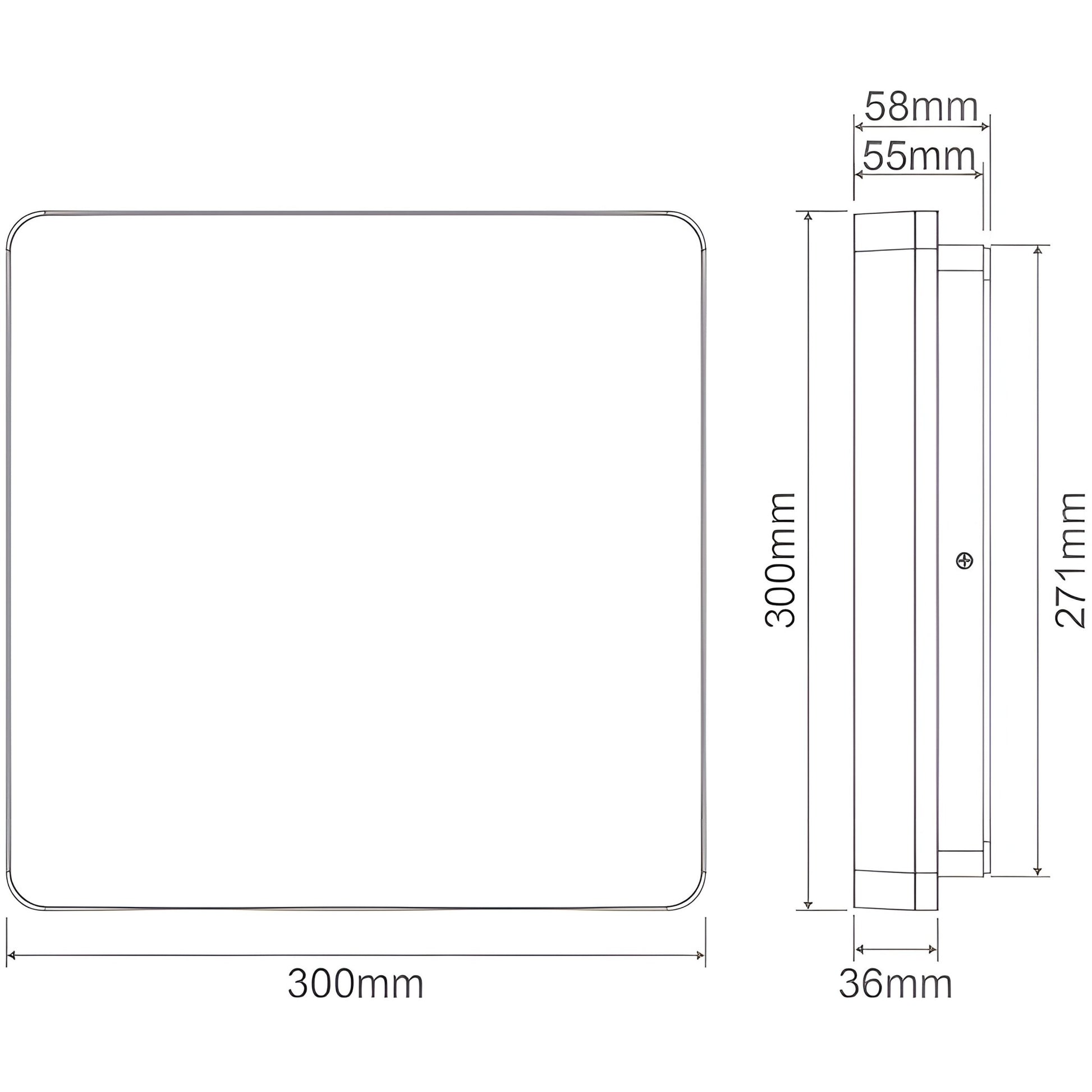 Domus SUNSET 250/300/400mm Square - 15W/25W/35W LED Tricolour Dimmable IP54 Oyster Light - White - Mases LightingDomus