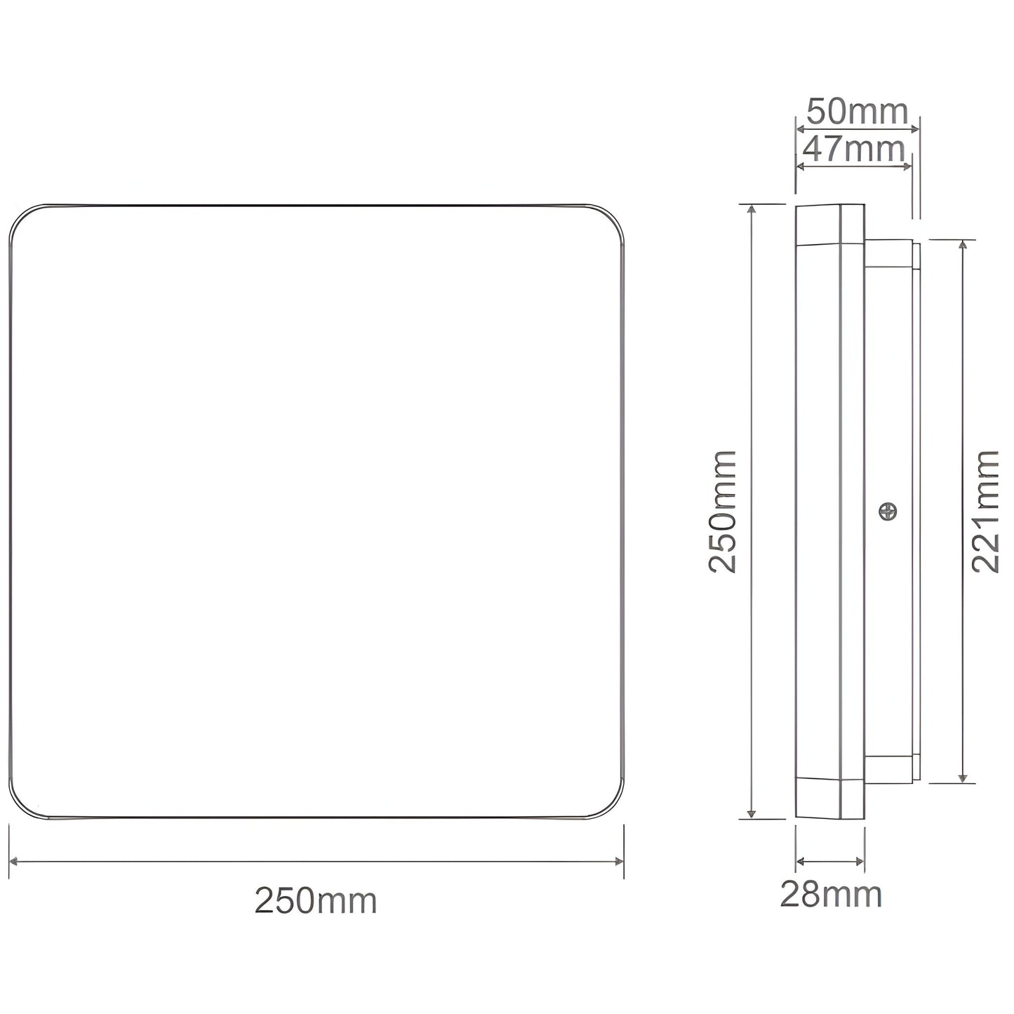 Domus SUNSET 250/300/400mm Square - 15W/25W/35W LED Tricolour Dimmable IP54 Oyster Light - White - Mases LightingDomus
