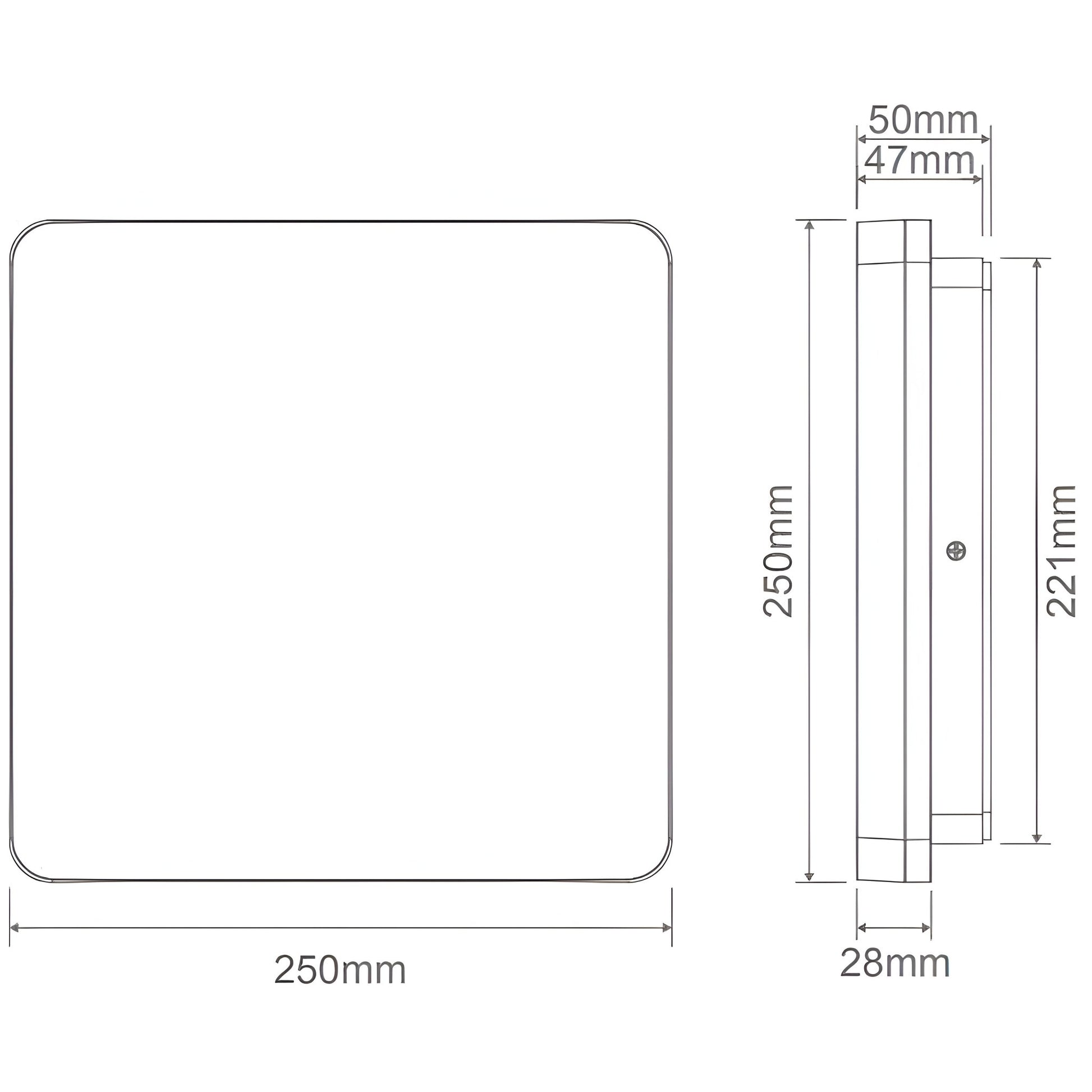Domus SUNSET 250/300/400mm Square - 15W/25W/35W LED Tricolour Dimmable IP54 Oyster Light - White - Mases LightingDomus