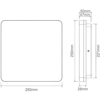 Domus SUNSET 250/300/400mm Square - 15W/25W/35W LED Tricolour Dimmable IP54 Oyster Light - White - Mases LightingDomus