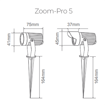 Domus ZOOM - PRO - 5 - 12 - 30 | 5W - 12W - 30W LED 12/24V Tri - Colour Exterior LED Garden Spike Light Black - DRIVER REQUIRED - Mases LightingDomus