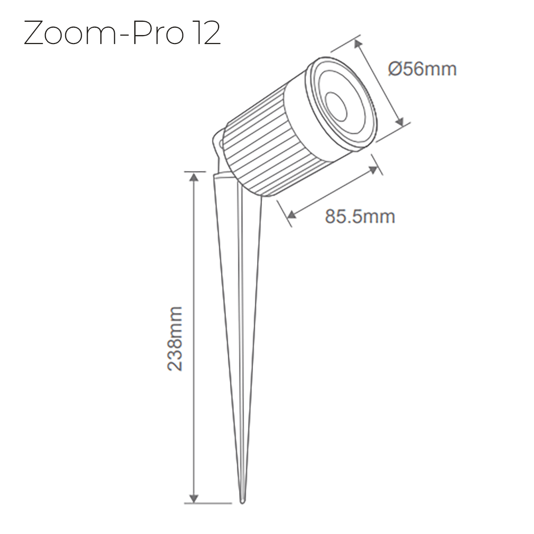 Domus ZOOM - PRO - 5 - 12 - 30 | 5W - 12W - 30W LED 12/24V Tri - Colour Exterior LED Garden Spike Light Black - DRIVER REQUIRED - Mases LightingDomus