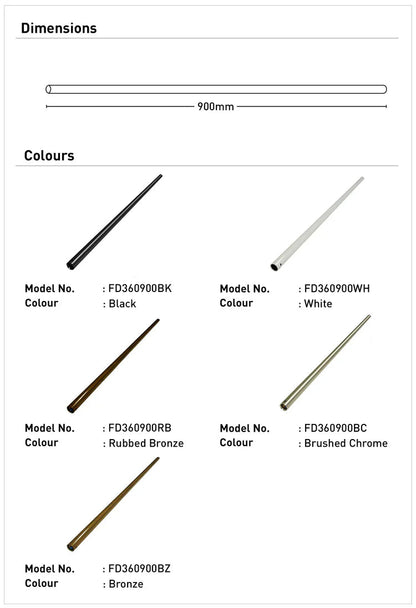 Downrod 900mm for Ceiling Fans - Mases LightingMercator