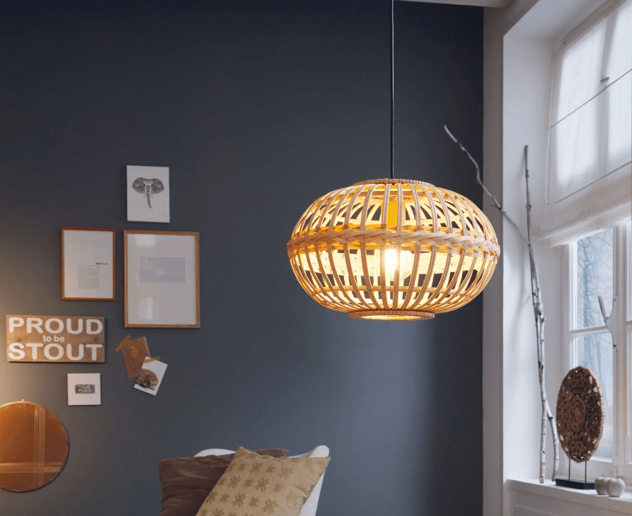 Eglo Amsfield 1 Light Pendant Brown & Brown 380mm