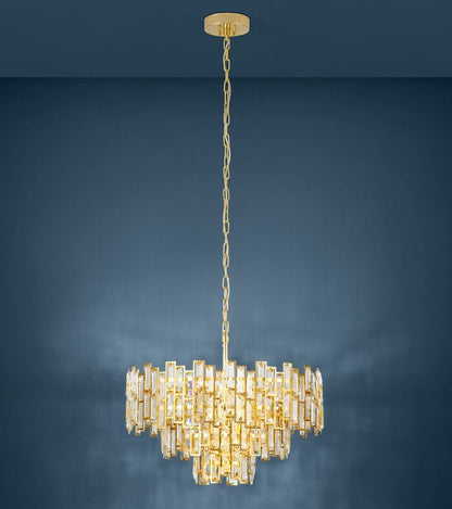 Eglo Calmeilles 10 Light Crystal Pendant in Brass 630mm - Mases LightingEglo