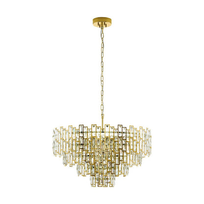 Eglo Calmeilles 10 Light Crystal Pendant in Brass 780mm - Mases LightingEglo