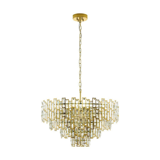 Eglo Calmeilles 10 Light Crystal Pendant in Brass 780mm - Mases LightingEglo