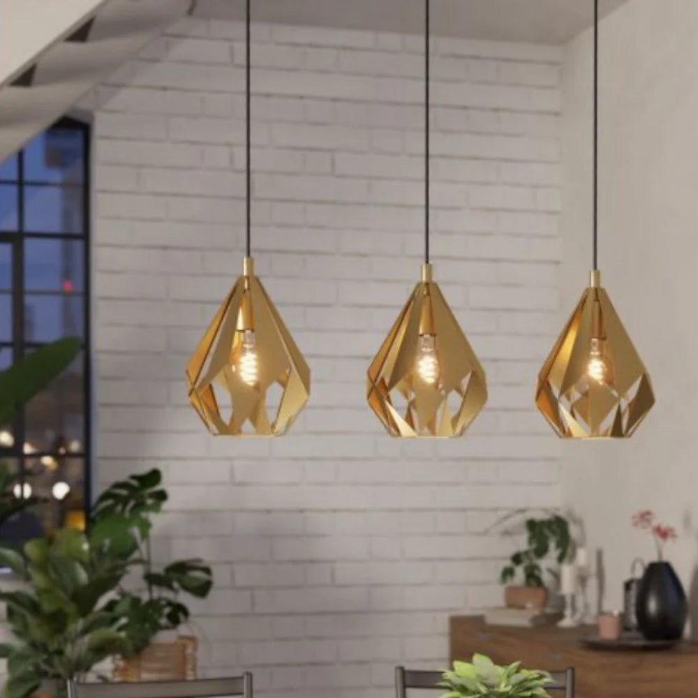 Eglo CARLTON Pendant 3 Lights in Gold Steel - 43909N - Mases LightingEglo
