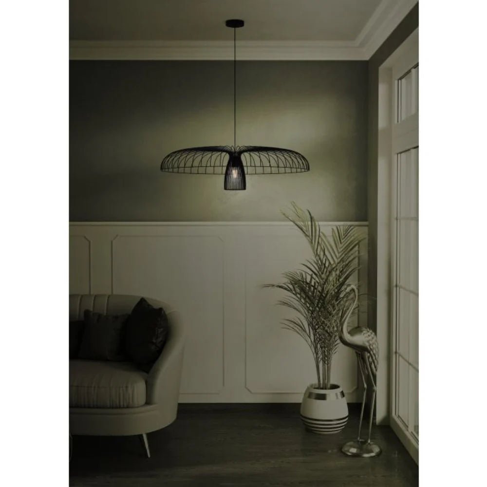 Eglo Champerico 1 Light Pendant Large in Black 390217N - Mases LightingEglo