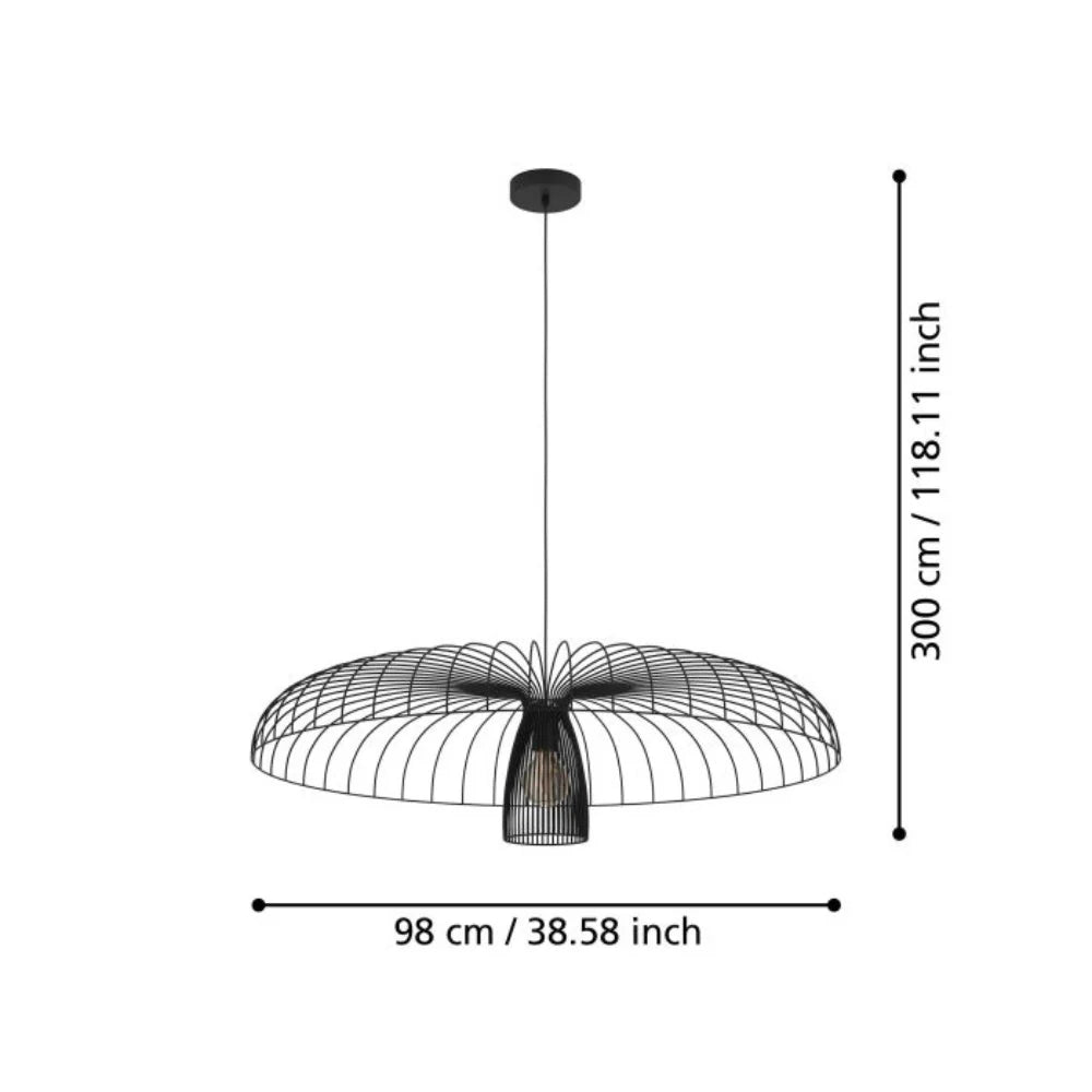 Eglo Champerico 1 Light Pendant Large in Black 390217N - Mases LightingEglo
