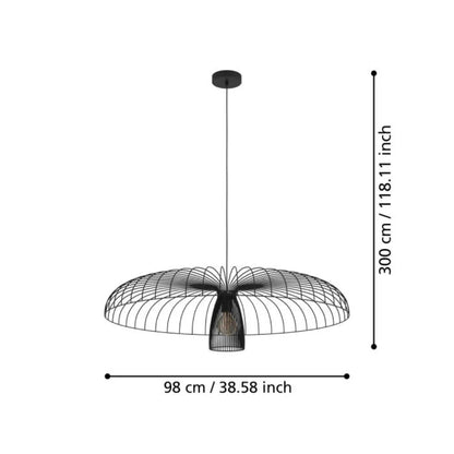 Eglo Champerico 1 Light Pendant Large in Black 390217N - Mases LightingEglo