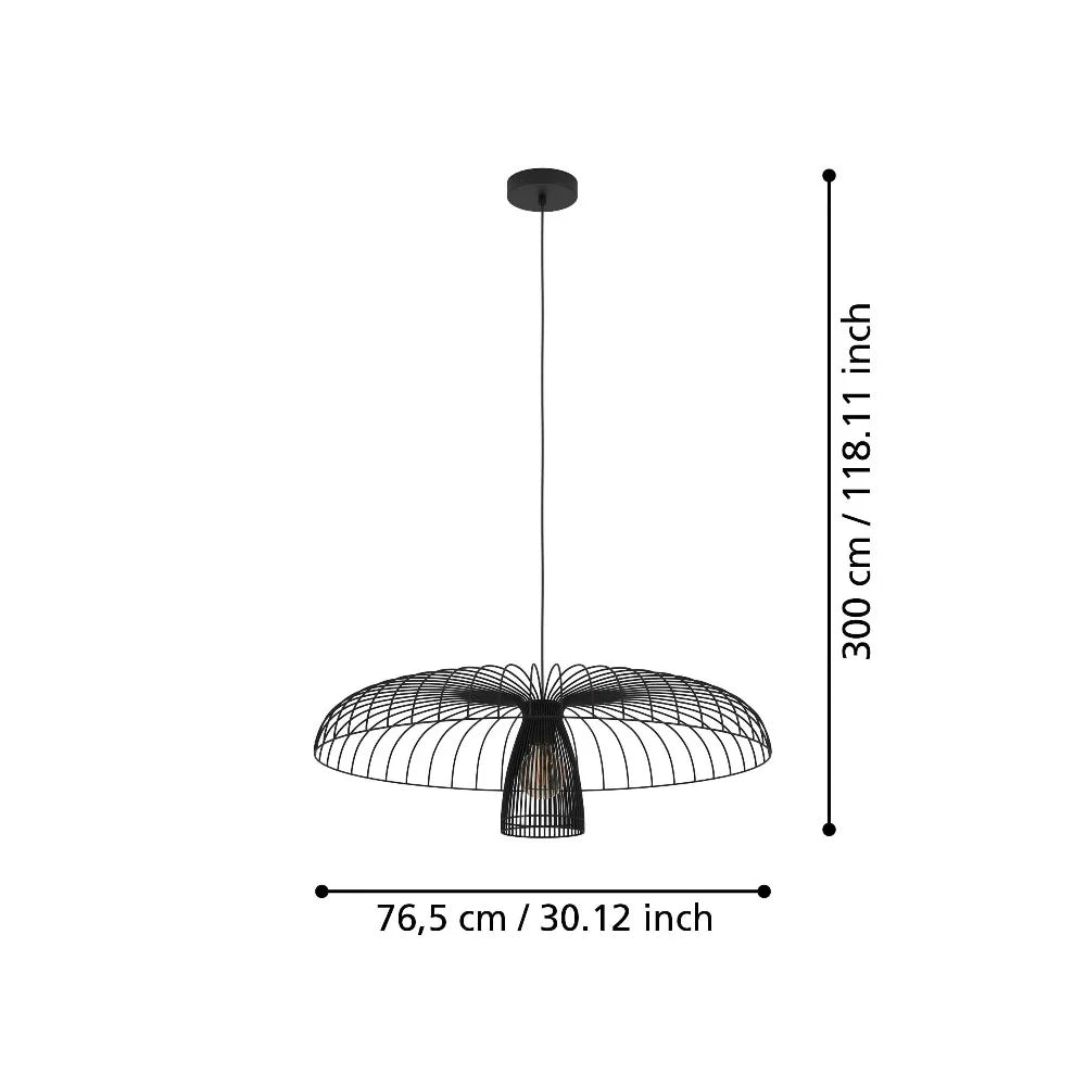 Eglo Champerico 1 Light Pendant Small Black 390216N