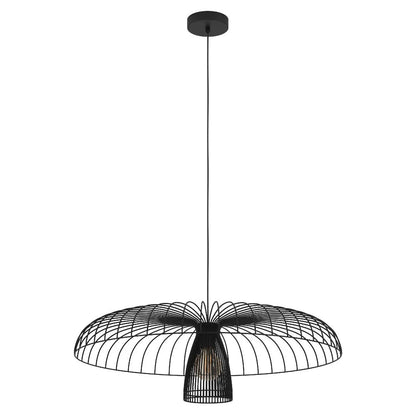 Eglo Champerico 1 Light Pendant Small Black 390216N - Mases LightingEglo